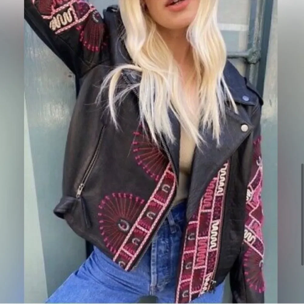 Free People  Zandra Rhodes
Stardust Biker Jacket Size Small - Picture 5 of 12